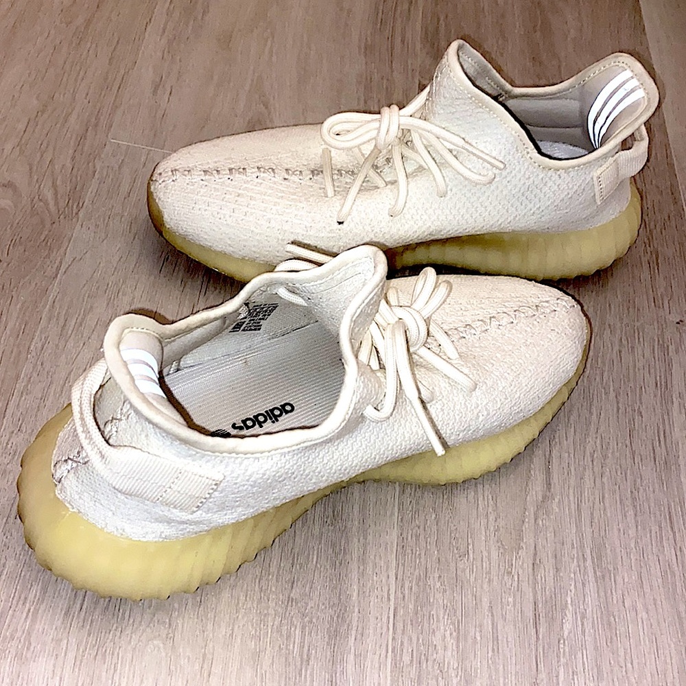Yeezy x Adidas White Fabric Boost 350 V2 White Sneakers Size 9